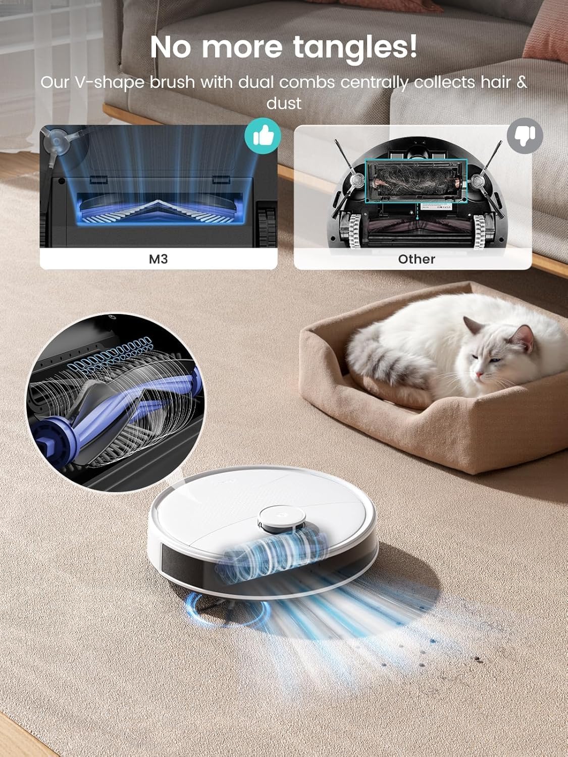Lefant Robot Vacuum, M3 Robot Vacuum and Mop, 10000Pa Suction, Anti-Tangle Brushes, Dual Spinning Mop, Auto Mop Washing, Cool Drying, Self-Emptying, Self-Cleaning, All-in-One Dock, for Pet Hair Dust
