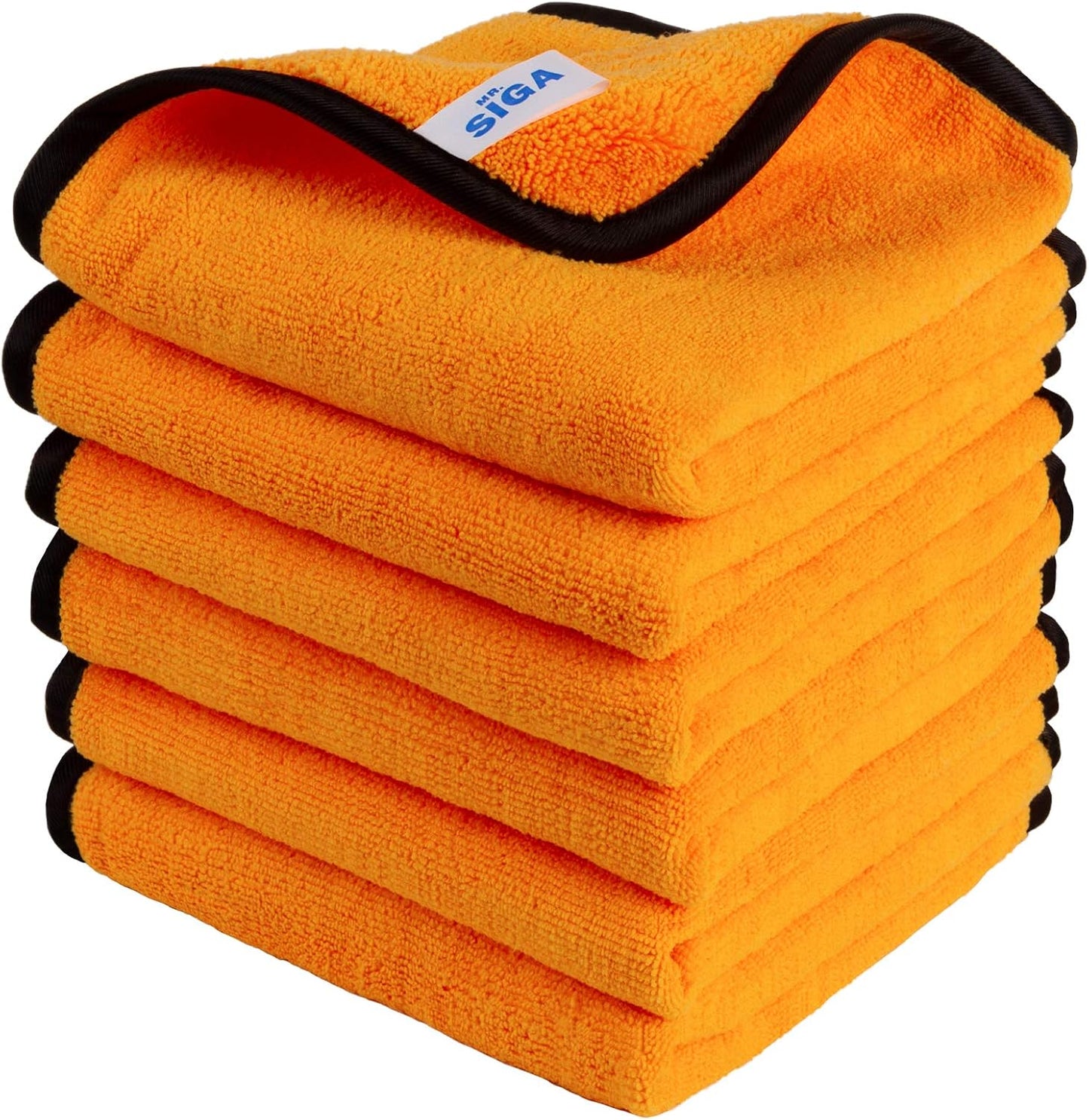 MR.SIGA Professional Premium Microfiber Towels for Cars, Dual-Sided Car Washing and Detailing Towels, Gold, 15.7 x 23.6 inch, 6 Pack