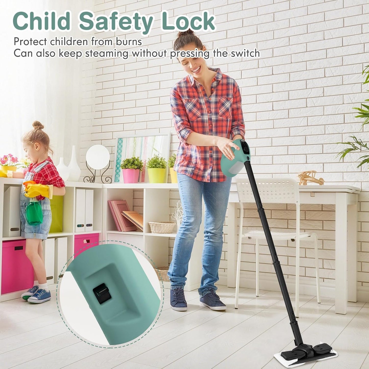 COSTWAY Handheld MultiPurpose Steam Cleaner with 17 Pieces, 350ml Large Capacity Steam Mop Continuous Fill water, Portable Chemical-Free Steamer for Home Use, Floors, Windows, 1400W, Green