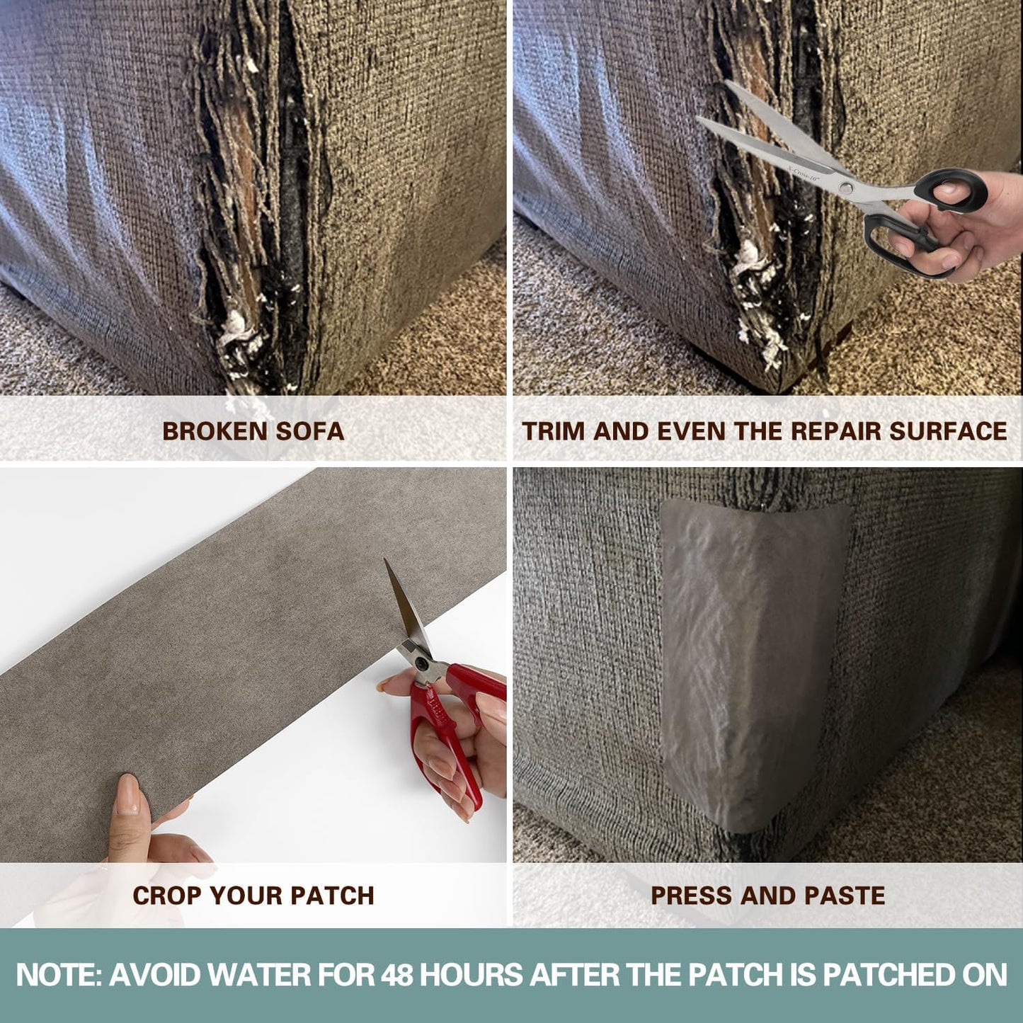 Velvet Repair Patch, Self-Adhesive Flannel Fabric Patch, Multi Colors, Microfiber Patch，Can be Used to Patch Sofas, Car Seats, Handbags, Jacket Holes and Tears (Light Khaki)