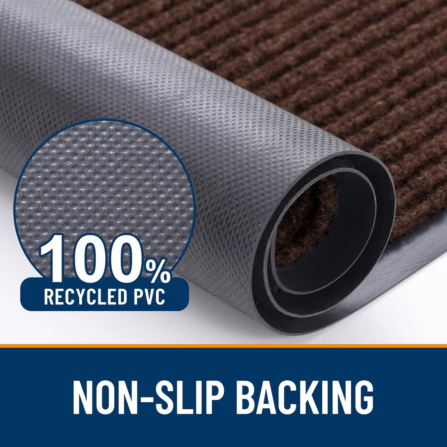 OLANLY Front Door Mat Indoor Outdoor Entrance, Waterproof Heavy Duty Doormat, Fade Resistant, Low Profile, Easy Clean Patio Porch Welcome Floor Mats for Entry, 59x23, Brown