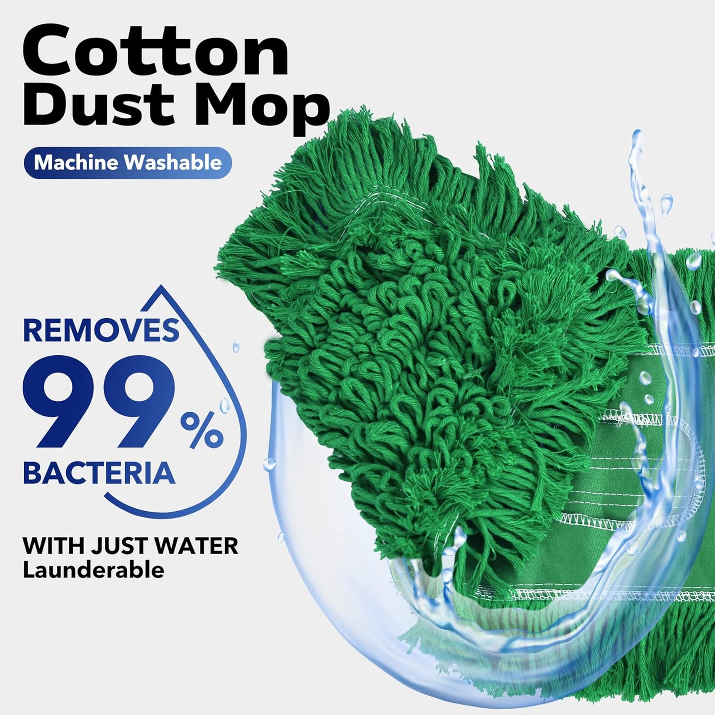 Matthew Cleaning 24'' Industrial Strength Cotton Dust Mop Refill Washable Replacement Heads for Residential & Commercial Use Fit Standard Dust Mop Frames, Hardwood,Concrete Floors Green 3 Pack