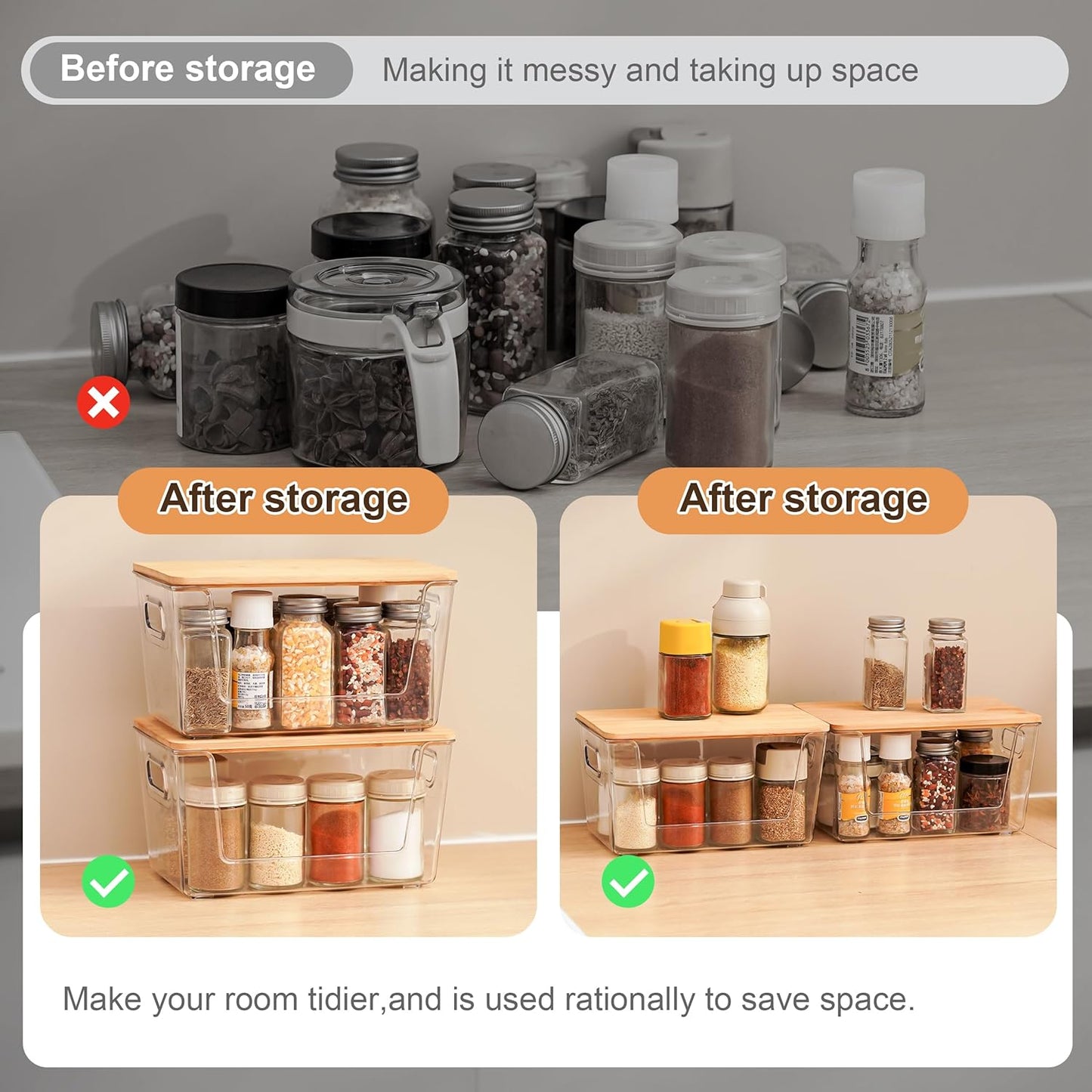 Citylife 2-Pack Extra Large Trash Bag Holders with Bamboo Tops and Handles, Laundry Room Organization and Storage for Home, Kitchen, Under-Sink Garbage Bag Dispenser