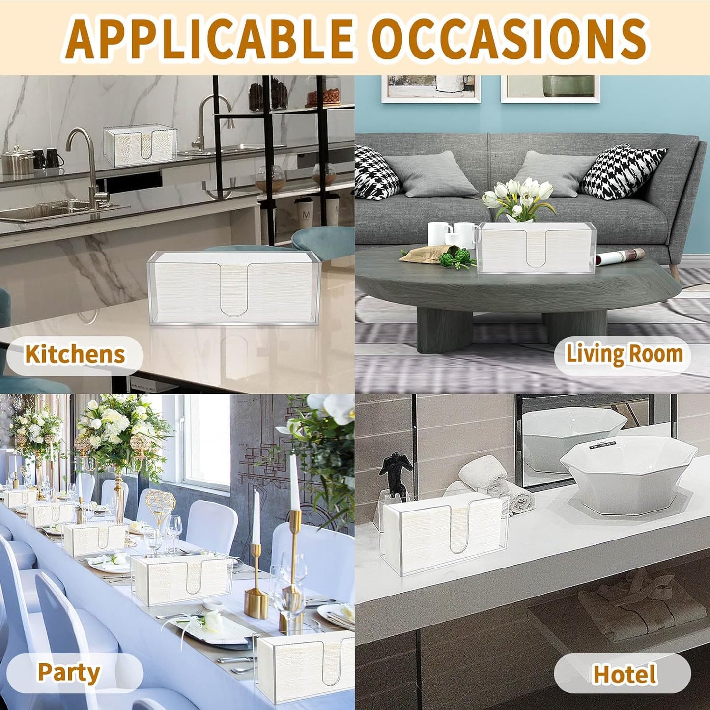 4Pack Acrylic Countertop Paper Towel Holder, Paper Towel Dispenser Countertop/Acrylic Napkin Holder(5mm Acrylic) C-fold or MultiFold Trifold Paper Towels for Bathroom, Kitchen,Restaurant (4)