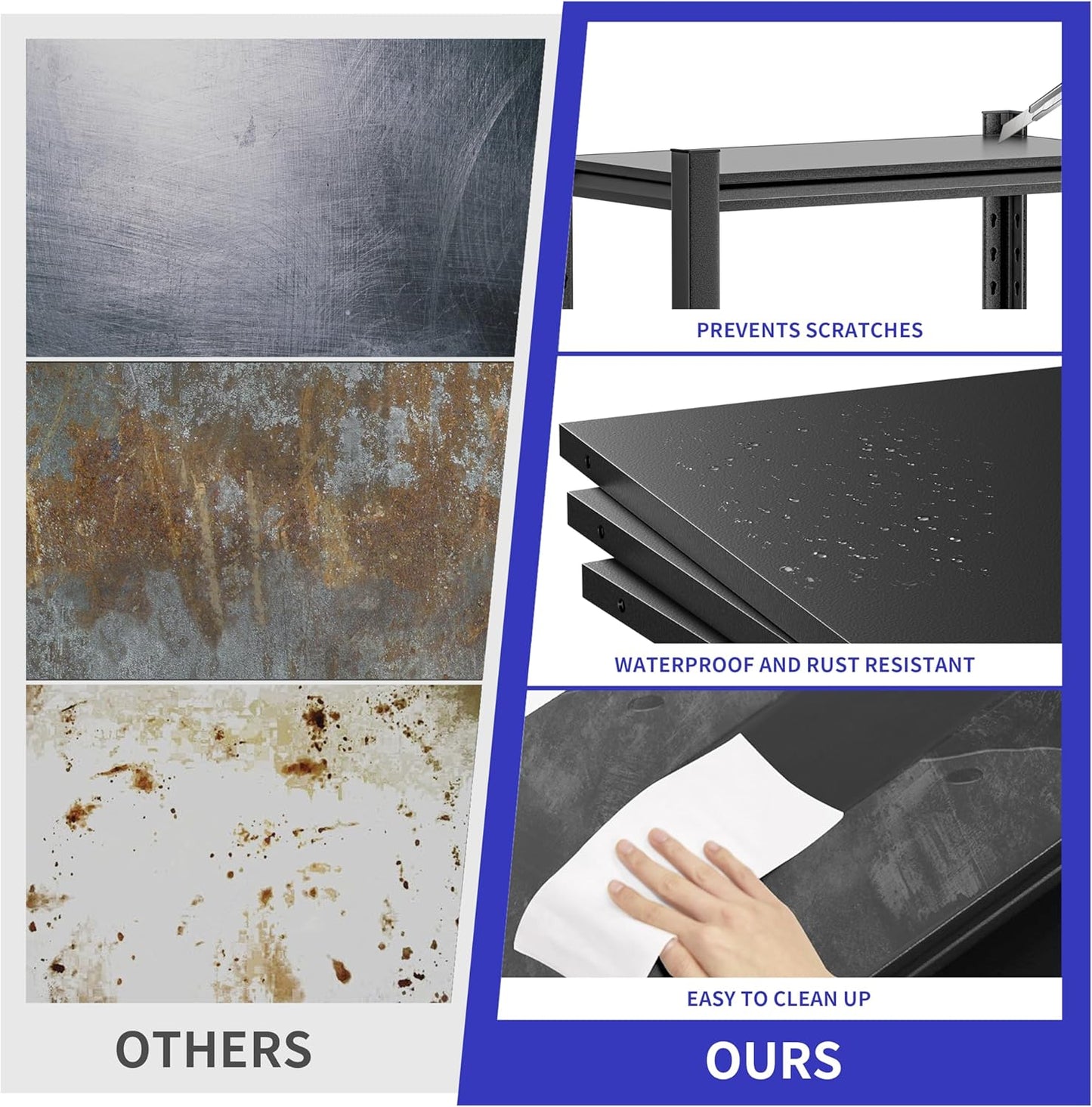 Garage Shelving,5 Tier 72"X47.2"X23.6"Inches,Storage Shelves Heavy Duty Thickened Metal Shelves Shelving Units and Storage,Garage Shelves Unit