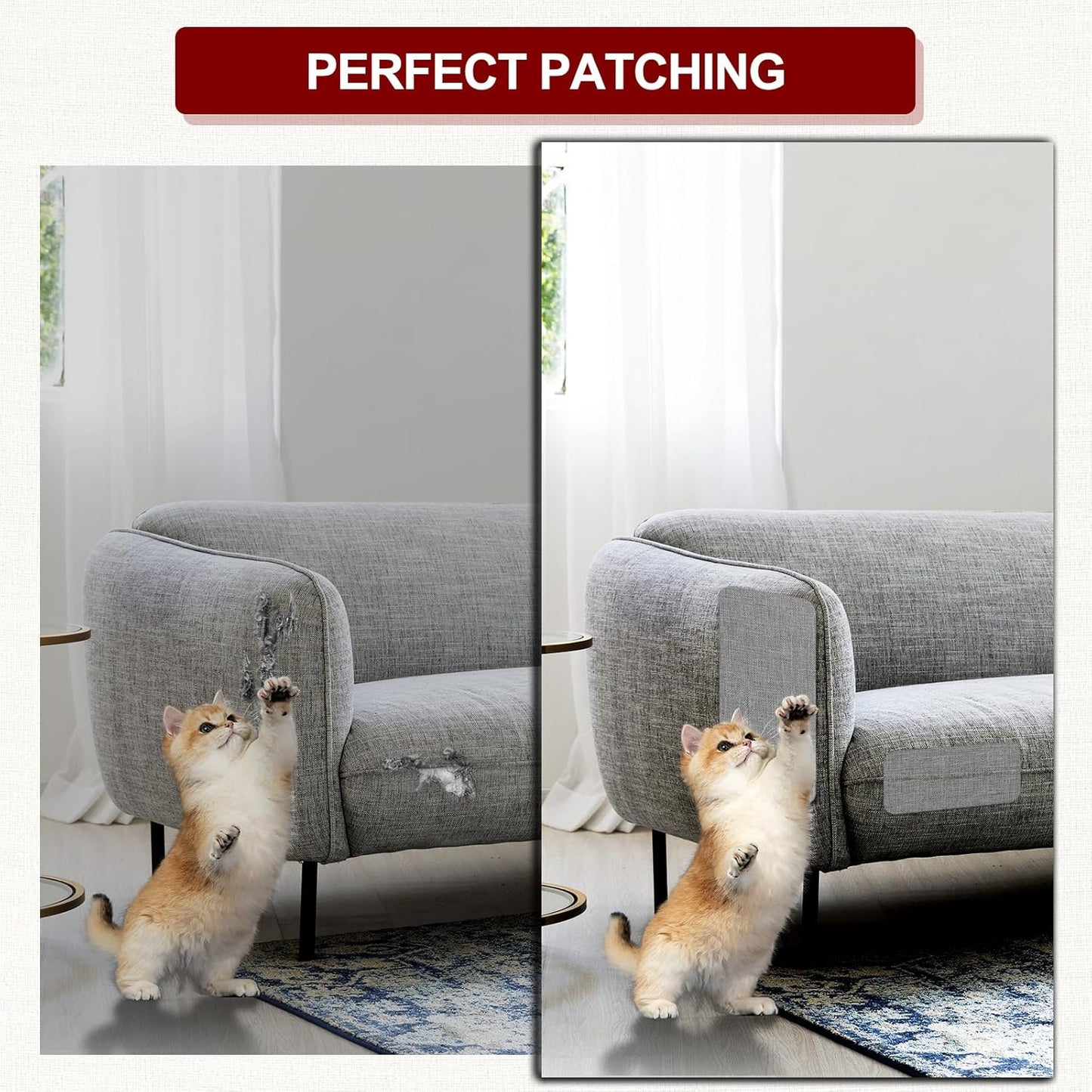 Linen Repair Tape 16x90 inch, Self Adhesive Fabric Patches, Linen Patch Tape Kit, Fabric Repair Tape for Couch Sofas, Headboards, Chairs, Pillows, Curtains, Couches - Dark Grey