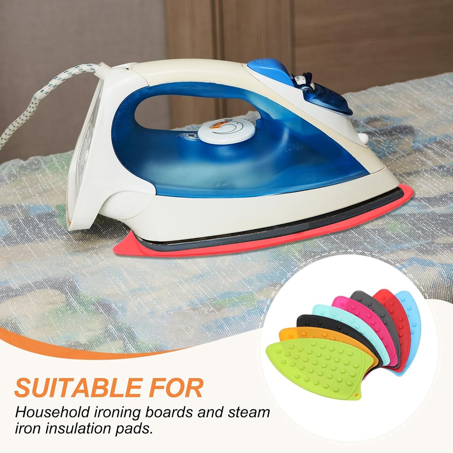 PATIKIL Silicone Iron Rest Pad, Multipurpose Hot Heat Resistant Iron Rest Plate Protective Pad for Ironing Board Hot Resistant Steamer Steam Compact Mat, Lake Blue