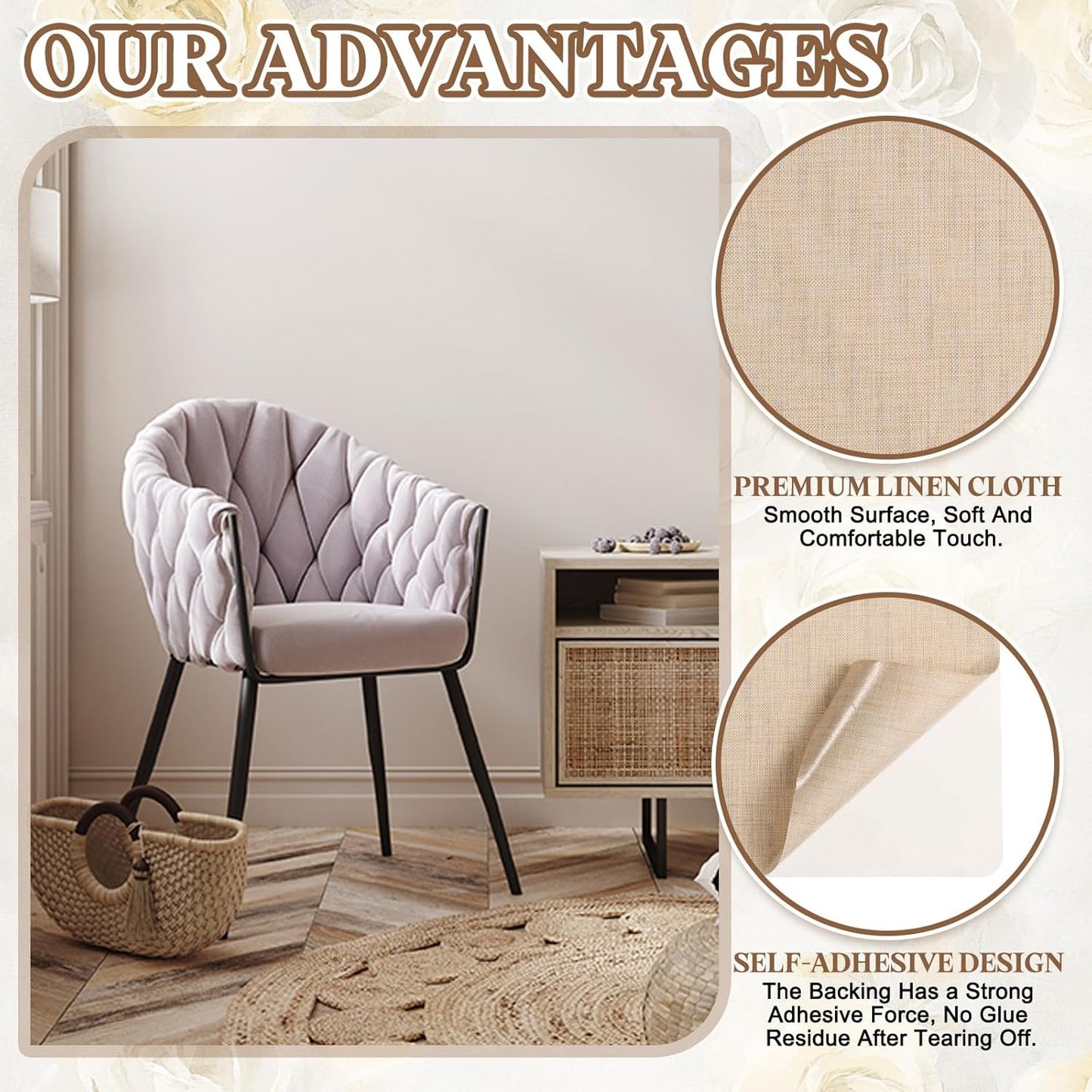 PATIKIL Linen Repair Patch, 8 x 11 Inch Self-Adhesive Linen Fabric Repair Patches for Sofa Couch Clothes Handbag Tents Car Seats Furniture, Beige