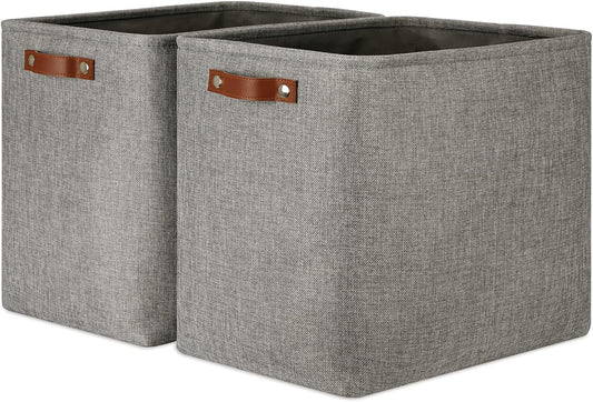 DULLEMELO Grey Storage Baskets 2 Pack Extra Large Fabric Shelf Baskets for Organizing, Closet, Clothes, Toys, Bedroom