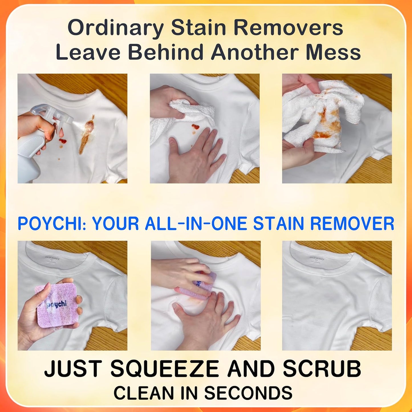 Magical Fiber Stain Remover- Use as Spot Remover- No Dry Cleaning Food, Grease, Coffee Off Laundry, Tea, Fabric, Pet Stains, Stain Remover Sponge Clothes, Carpet, Sofa, Mattress & Upholstery (3 Pack)