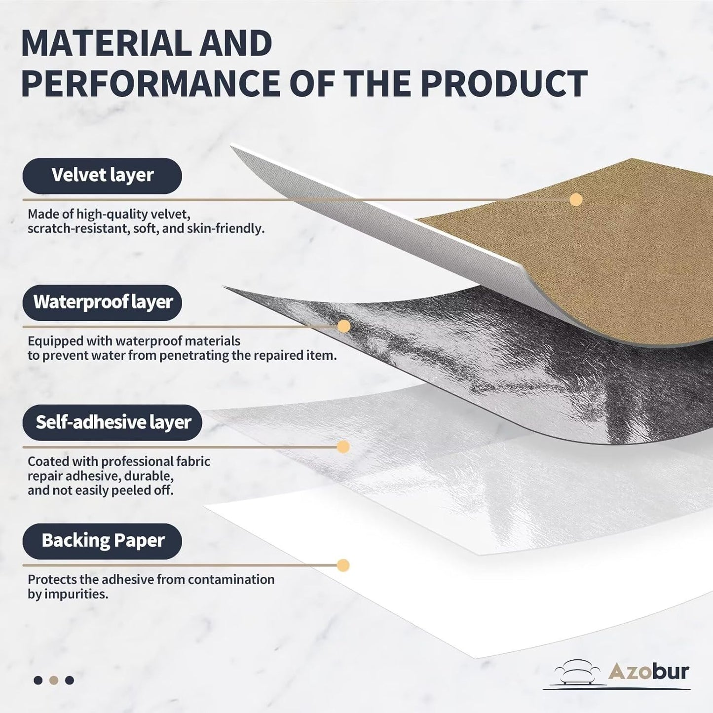 Azobur Velvet Patch,Self-Adhesive Rectangular Flannel Fabric Patch,Multicolor Available Anti Scratch Velvet 8X11 Inch Peel and Stick for Sofas, Automotive Interior, Handbags,and Pillow (Light Brown)