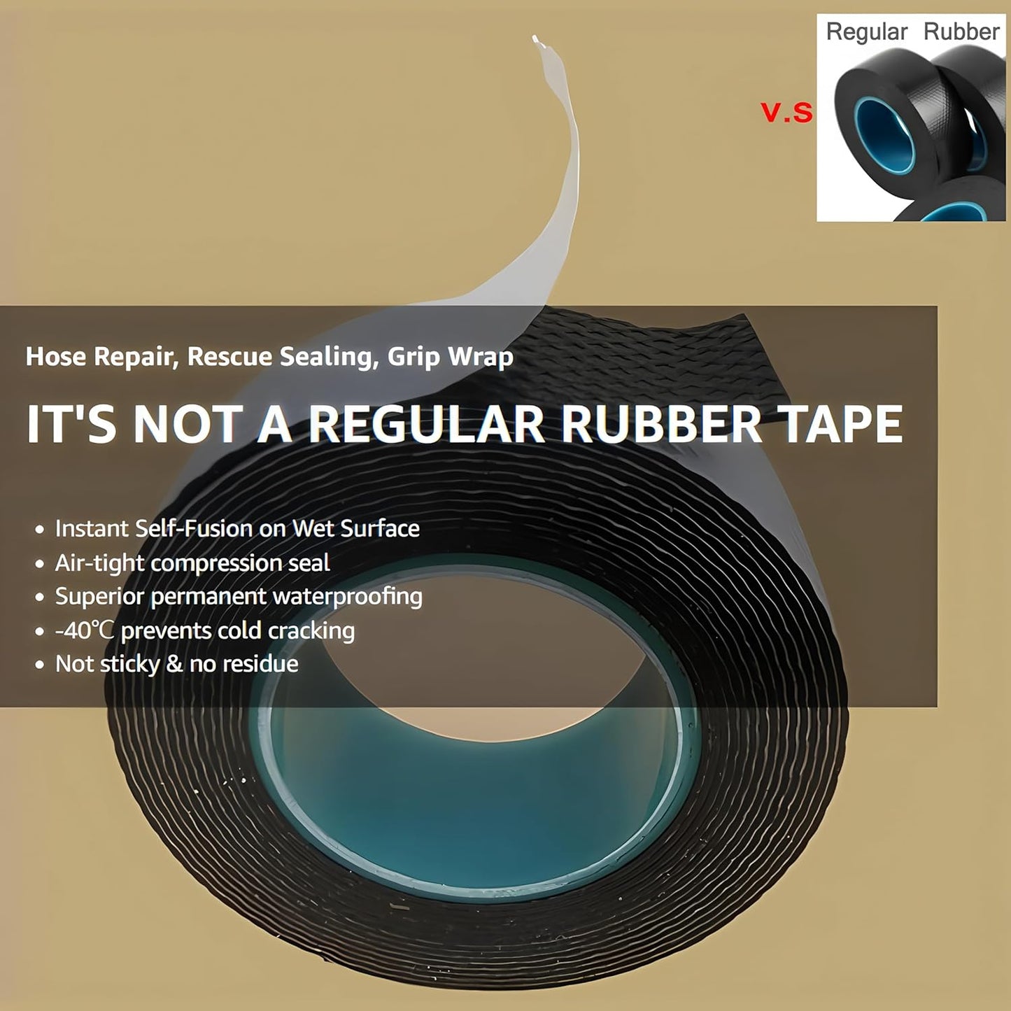 4 Rolls Butyl Rubber Self-Fusing Tape | IP67 Waterproof & 35KV Insulated | Extreme Cold/Hot Resistance (-4°F to 194°F) | for Electrical Joints, Pipe Leaks, Handlebar Grip Wrap (1" x10FT)