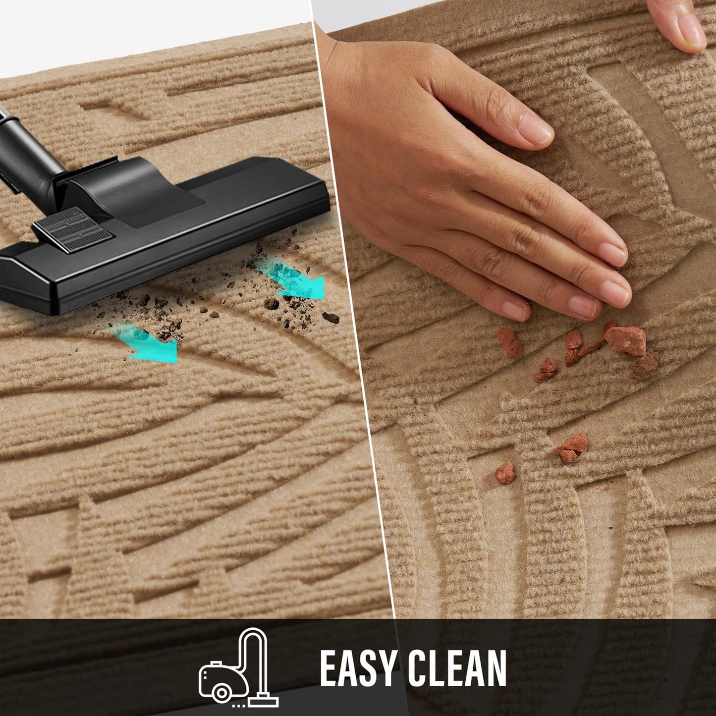 Front Door Mat, Absorbent Resist Dirt Welcome Door Mat Indoor Outdoor, Waterproof Doormat, Sturdy Non Slip Backing, Fade Resistant, Low Profile Entry Mat for Entryway, 36×24, Beige