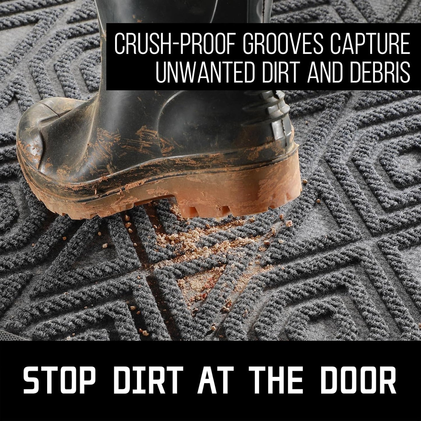 Yimobra Modern Grey 60 x 36 Inch Waterproof Doormat, Non Slip, Stain & Fade Resistant, Indoor/Outdoor, Welcome Mat