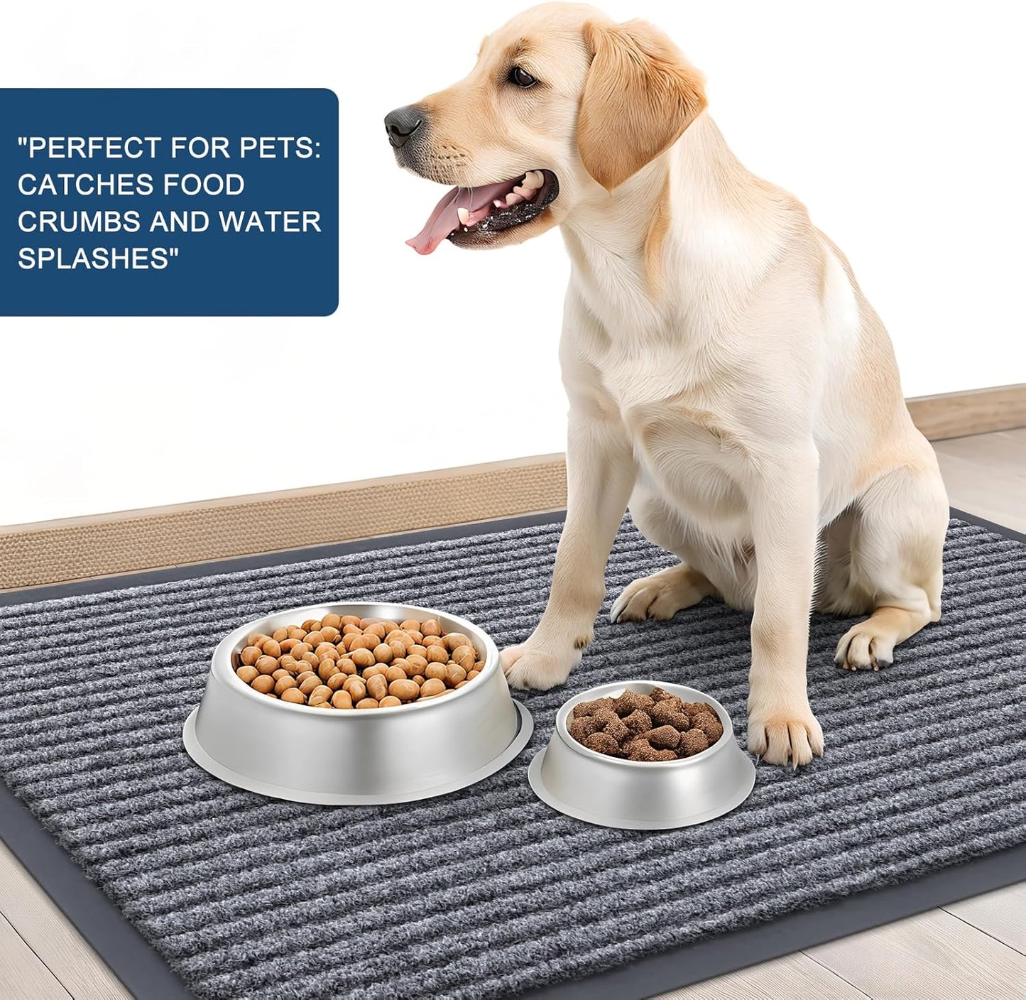 OLANLY Front Door Mat Indoor Outdoor Entrance, Waterproof Heavy Duty Doormat, Fade Resistant, Low Profile, Easy Clean Patio Porch Welcome Floor Mats for Entry, 71x24, Light Gray