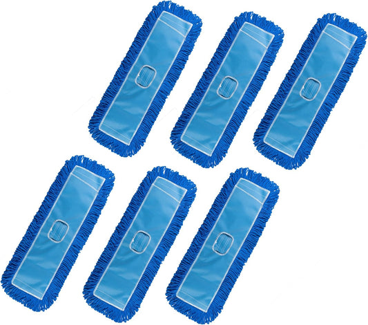Matthew 24'' Microfiber Loop Dust Mop Washable Commercial&Residential Heavy Duty Mop Head Replacement Premium Absorbent Industrial Dust Mop Refill Pads for Hardwood, Office,Garage and Hotel -6Pack