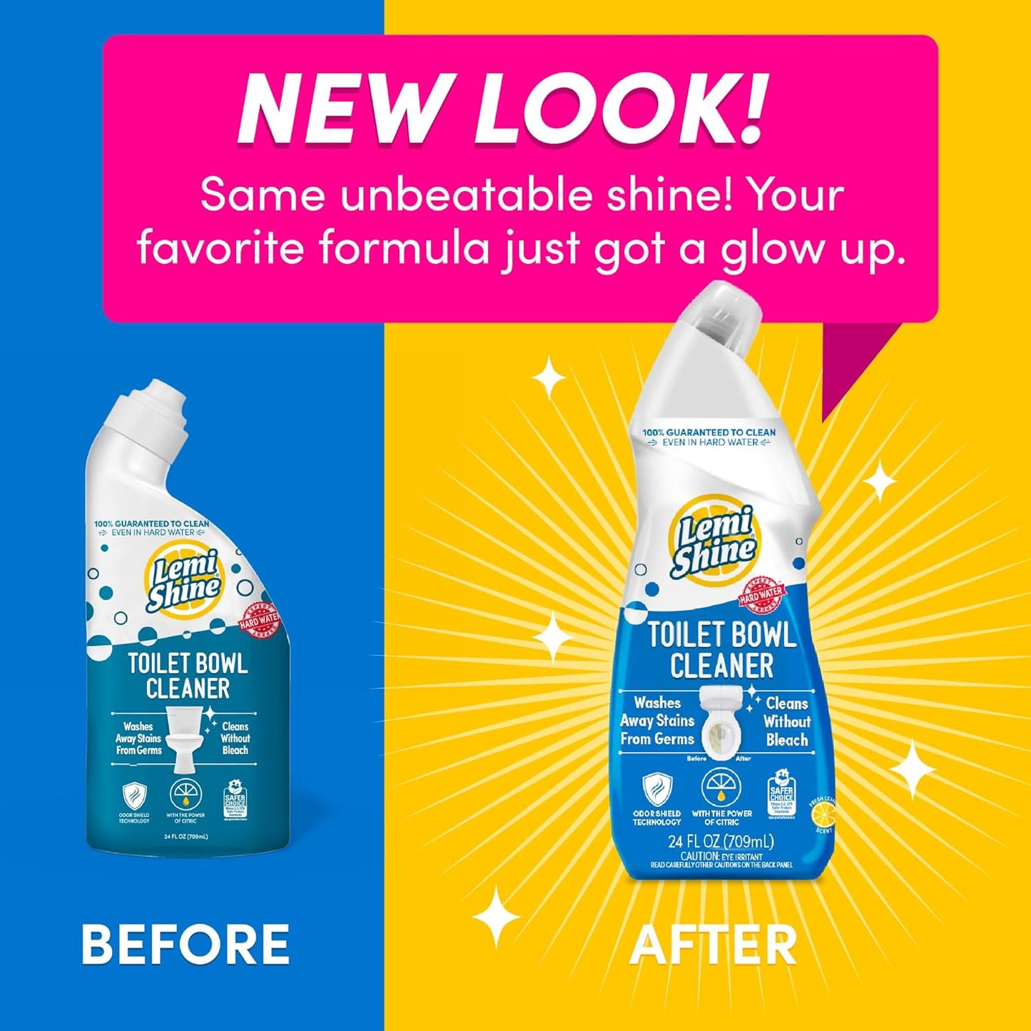 Lemi Shine Toilet Bowl Cleaner - Bleach-Free Toilet Cleaner - Removes Tough Stains and Odor - 24 fl oz (3 Pack)