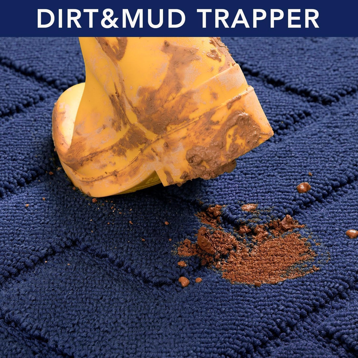 hicorfe Indoor Doormat,Front Back Door Mat TPR Backing Non Slip Mats 20"x31.5" Absorbent Resist Dirt Entrance Doormat Inside Floor for Entryway Washable Low-Profile(Navy Blue)