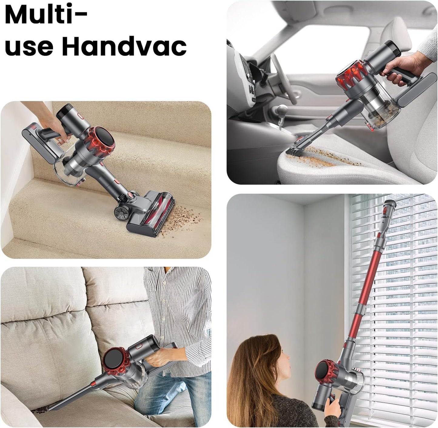 S3P Cordless Vacuum Cleaner, 45kPa Powerful Suction Vacuum Cleaners for Home, 55-Min Runtime Rechargeable Stick Vacuum, Self-Standing, for Pet Hair Carpet Hard Floor, LED Display