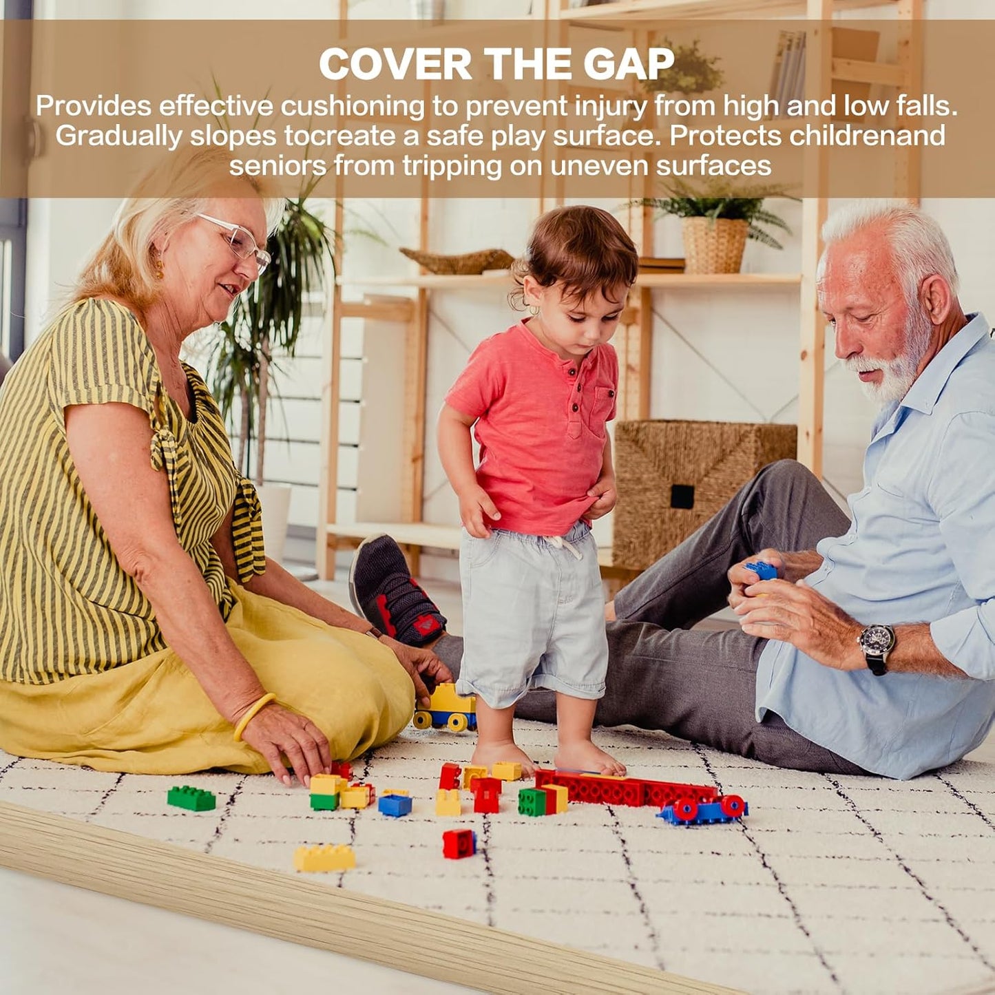 Floor Transition Strip Vinyl Door Threshold Ramp Self Adhesive Carpet Edging Strip Doorway Edge Trim, Overlap Edge Reducer for Laminate Carpet, Floor, Tile (Yellow Wood, 3/5" to 4/5", 6.6Ft)