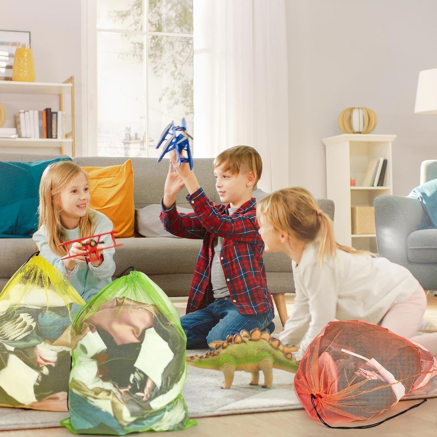 Berlune 12 Pcs Large Laundry Bag Colorful Extra Large Mesh Laundry Bag Bulk with Drawstring Heavy Duty Mesh Machine Washable Drawstring Pouch (32 * 24in)