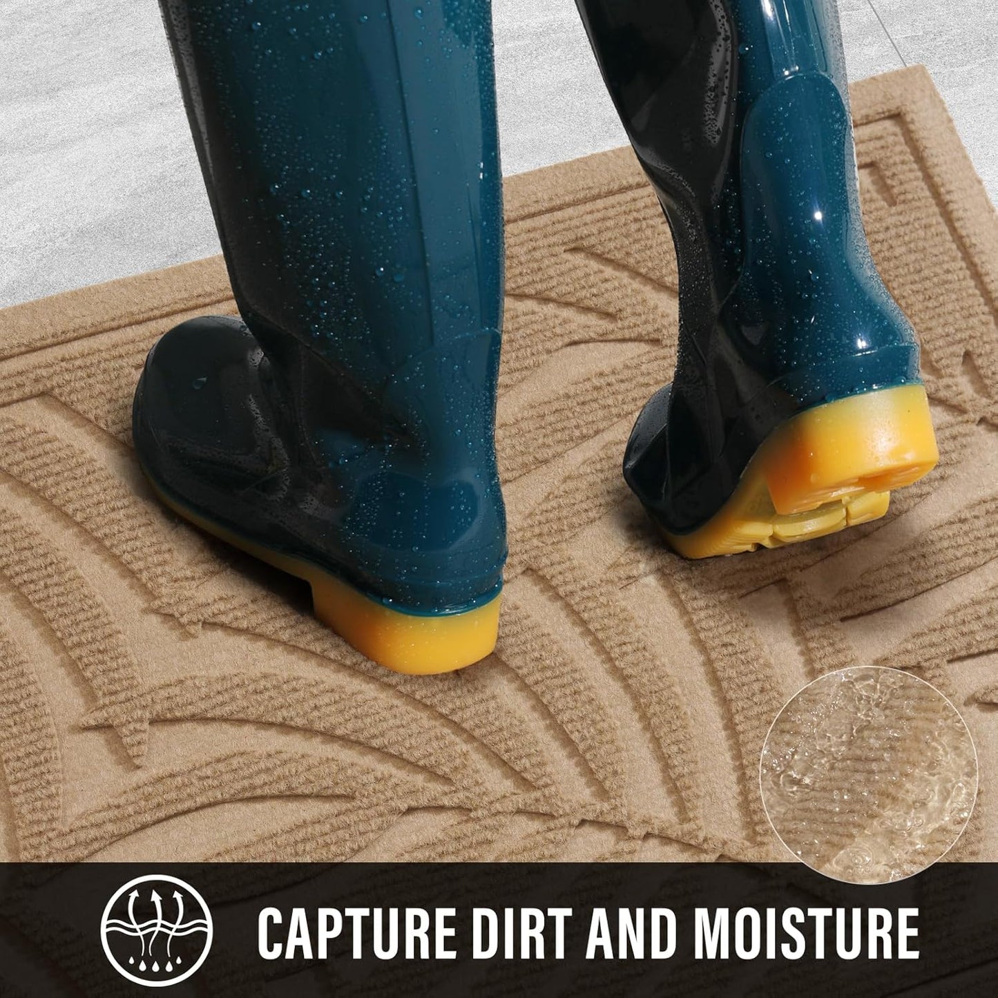 Front Door Mat, Absorbent Resist Dirt Welcome Door Mat Indoor Outdoor, Waterproof Doormat, Sturdy Non Slip Backing, Fade Resistant, Low Profile Entry Mat for Entryway, 47×32, Beige