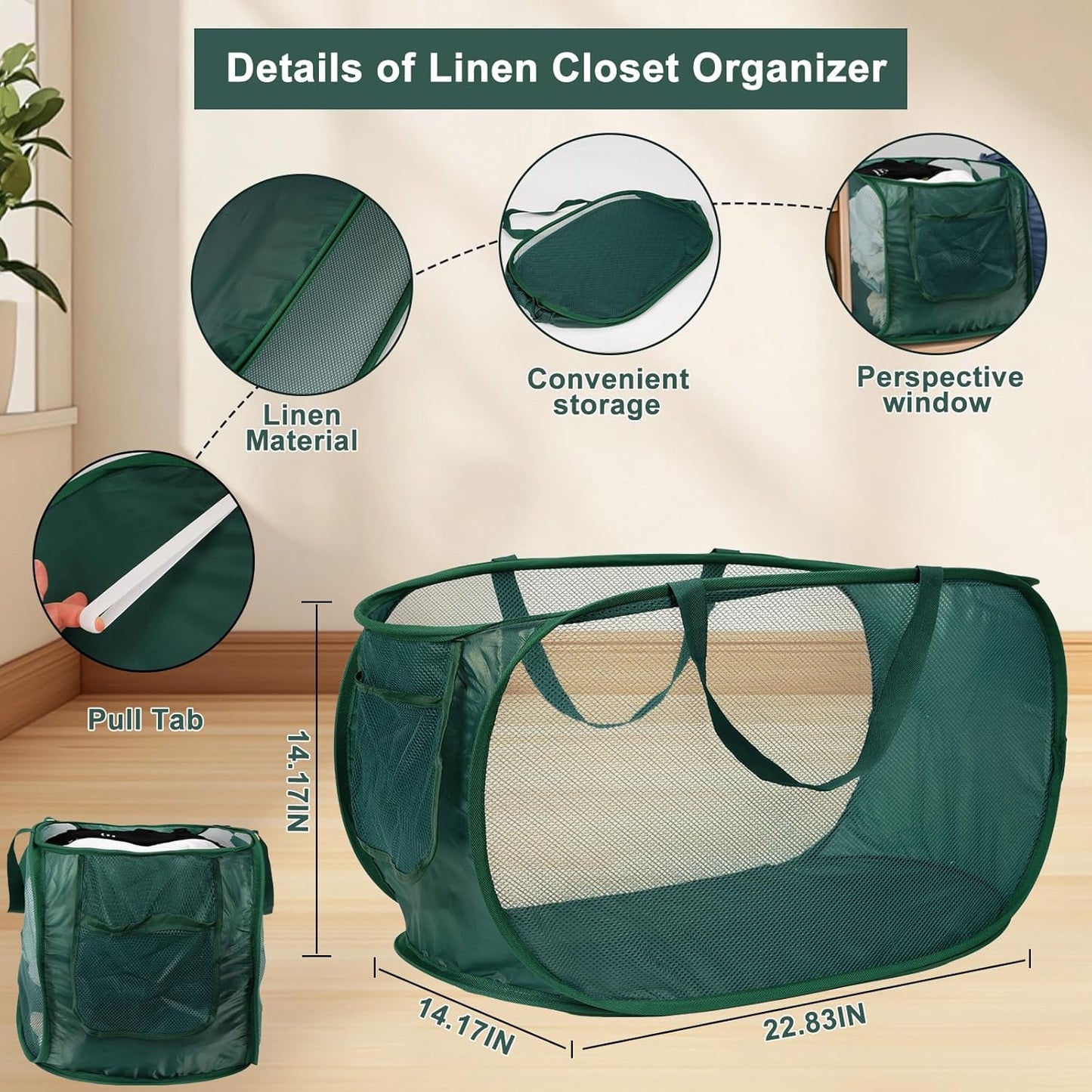 4 Pack Closet Storage Bins, Storage Containers for Closets, Fabric Closet Bins for StorageDecorative ,Collapsible Baskets for Organizing Clothes Toy Nursery (Black)