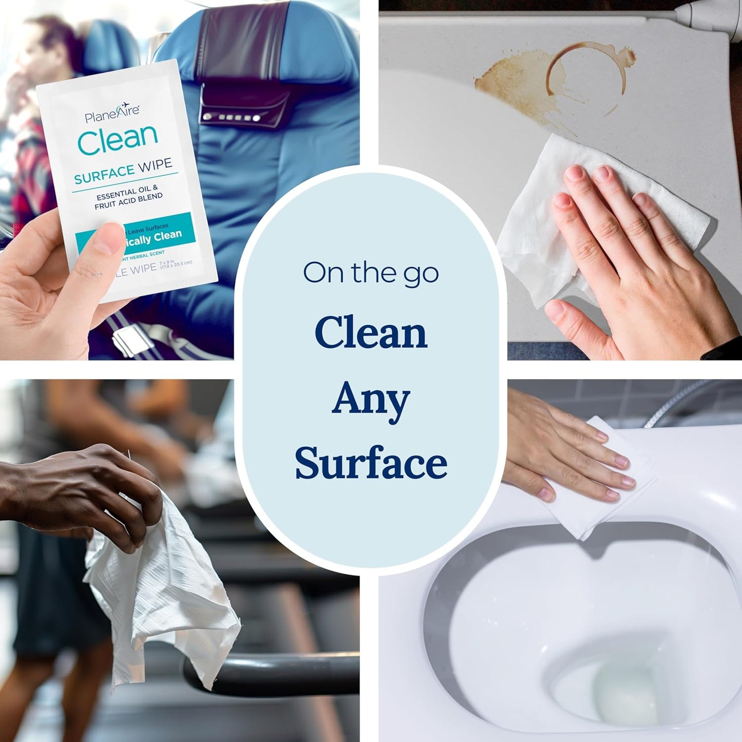 Clean Wipes | Surface Cleaning Wipes | Individually Wrapped Travel Wipes | All Purpose Cleaning Wipes | Airplane Travel Essentials | Travel Cleaning Supplies | On the Go Essentials | Essential Oils