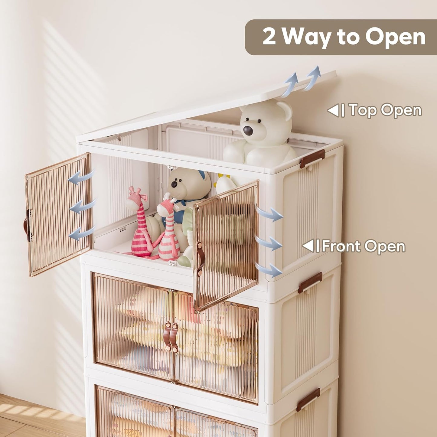 Jalove 88QT Plastic Storage Bins with lids, Stackable Collapsible Storage Containers with Wheels, Closet Organizer and Storage Drawers, Clothes Storage Cabinet for Home Office Garage, 4 Pack White