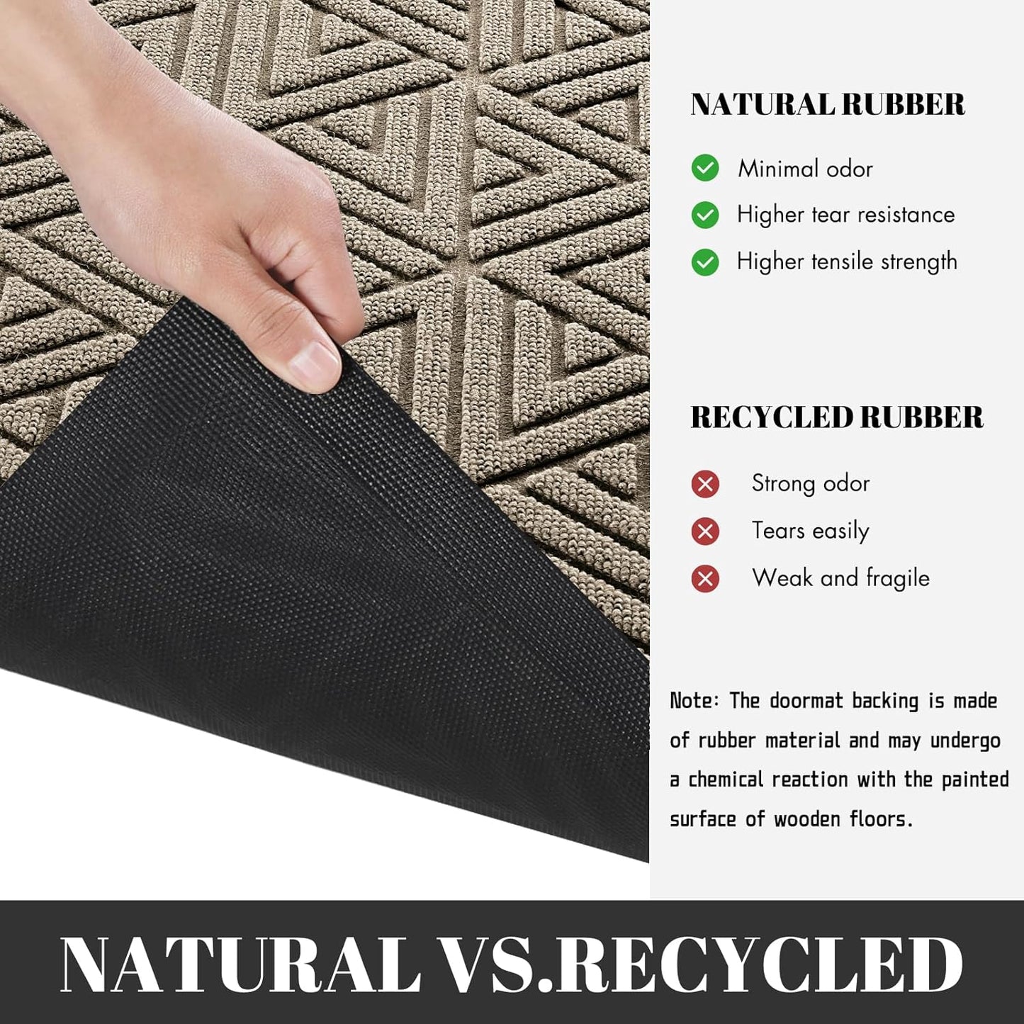 Yimobra Large Door Mat 36x24, All-Weather Waterproof Non-Slip Welcome Matt Outdoor, Heavy Duty Non Slip Doormat for Entryway for Patio and Garage Indoor, Easy Clean, Beige