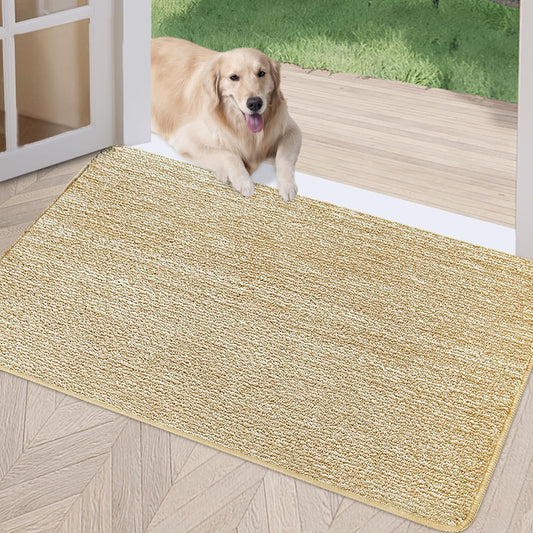 REFETONE Indoor Doormat, Front Door Mat 32"x48" Absorbent Rubber Backing Non Slip Back Door Mats, Washable Low-Profile Inside Floor Mat Door Rugs for Entryway, Resist Dirt Mud Mat for Dogs, Brown