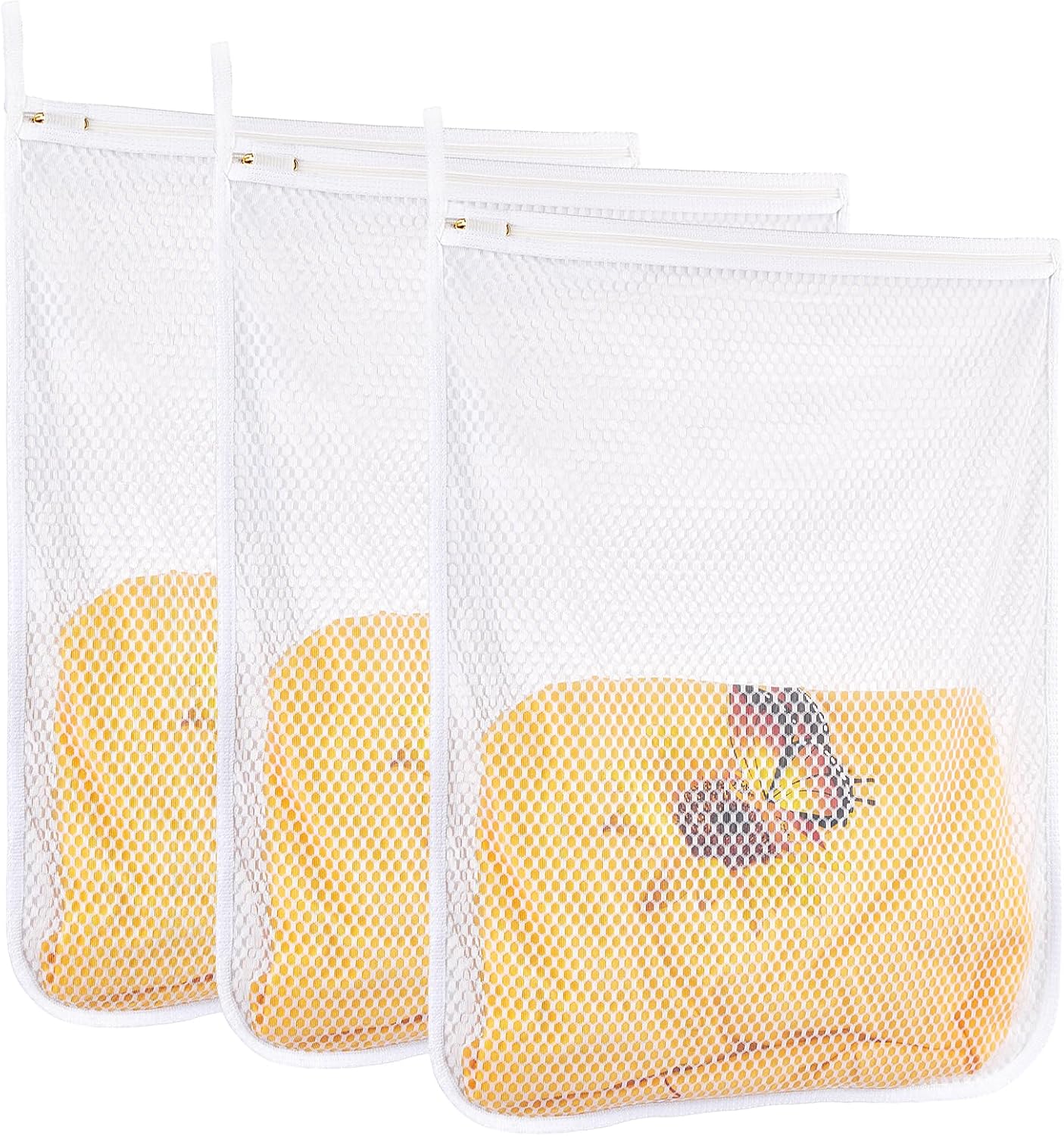 3 pcs Durable Honeycomb Mesh Laundry Bags for Delicates 16" x 19" (3 Large)