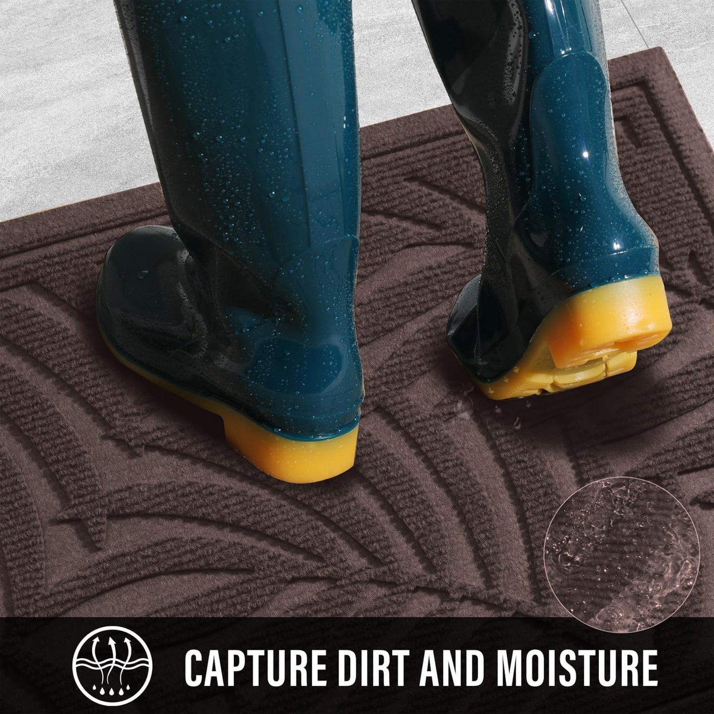 Front Door Mat, Absorbent Resist Dirt Welcome Door Mat Indoor Outdoor, Waterproof Doormat, Sturdy Non Slip Backing, Fade Resistant, Low Profile Entry Mat for Entryway, 47×32, Coffee