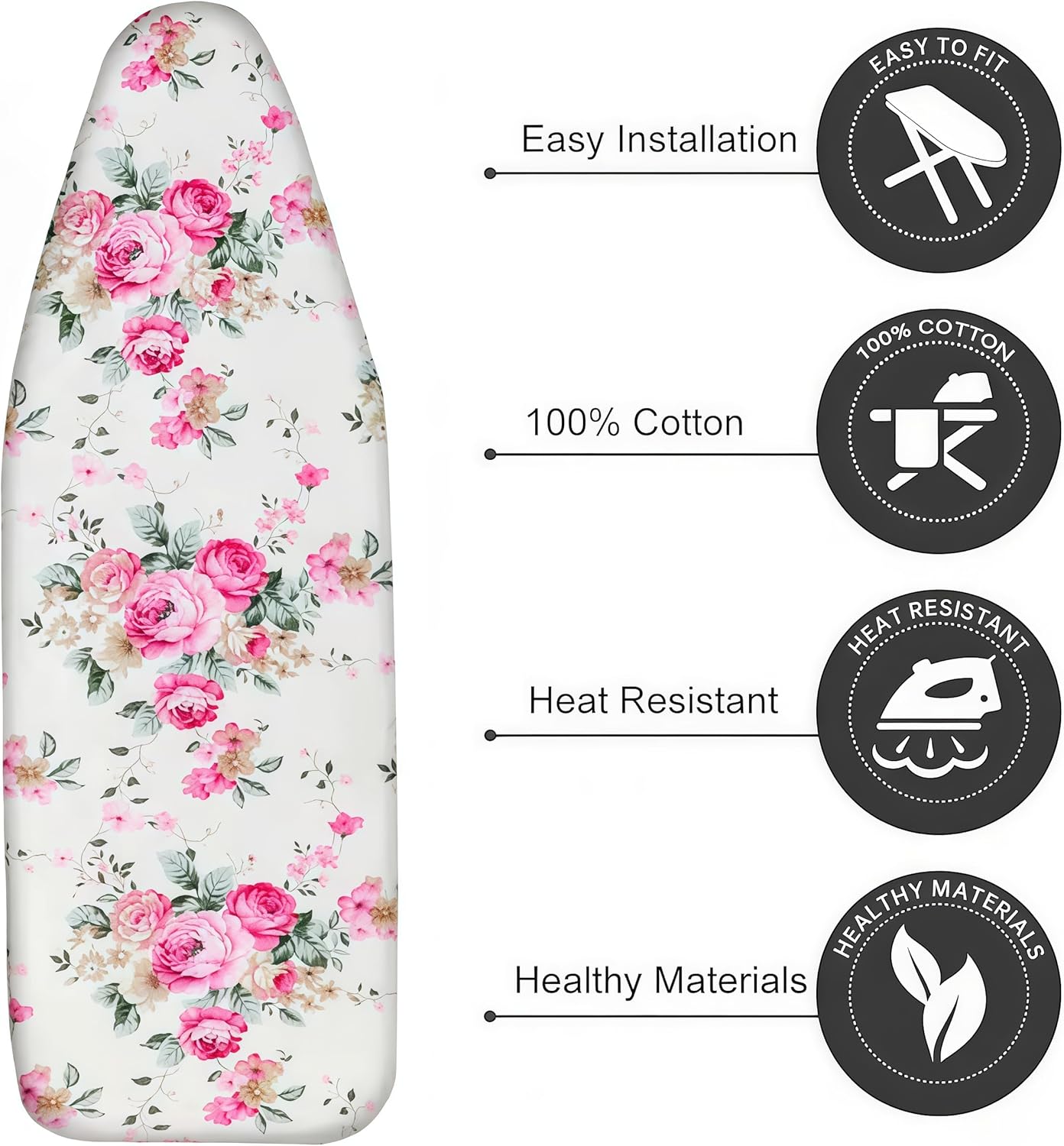 Ironing Board Cover with Two 5MM Thick Feltpads,13"x43"Heat Resistant Replacement Ironing Board Cover and Pad,Fits Standard Ironing Boards,Durability and Easy to Install