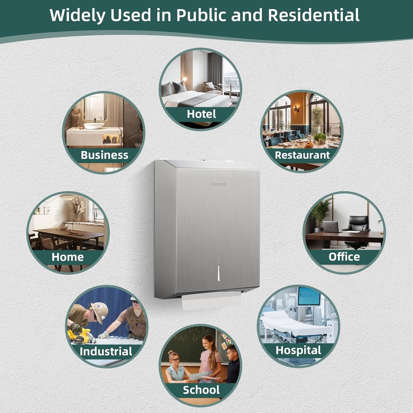 Paper Towel Dispenser Wall Mount, Large Commercial C/Z Tri Fold Multifold Hand Towels Dispenser, Brushed Stainless Steel Paper Towel Holder with Lock for Bathroom, Restroom and Public Places