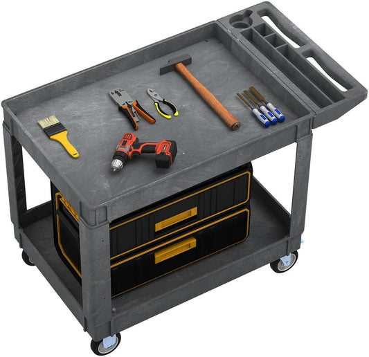 DWVO Service Utility Cart on Wheels, 45 X 25 in 550 LBS Heavy Duty Rolling Cart Plastic Work Cart for Warehouse Garage School & Office Cleaning
