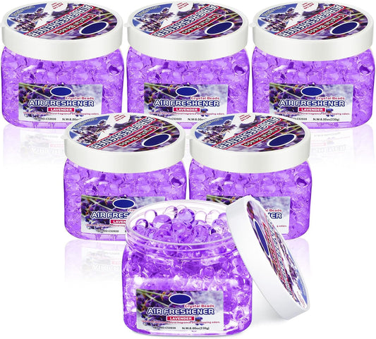 6 Pcs Air Freshener Gel Beads Bulk Odor Eliminator Beads Odor Removing Gel for Home, Bathrooms, Cars, Boats, RVs, Pet Areas, Room, Toilet 8 oz (Purple Lavender)