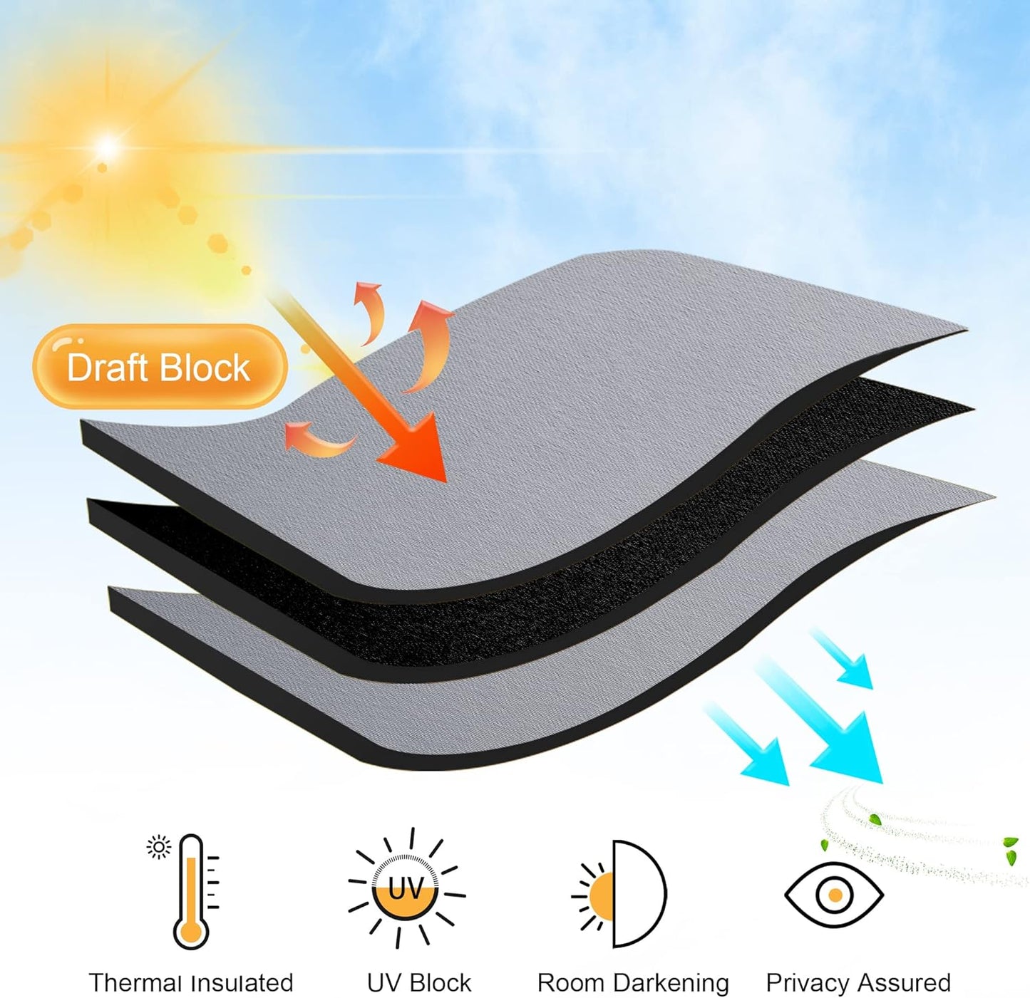 RYB HOME Kitchen Window Curtains - Blackout Privacy Half Window Curtains for Bedroom Bathroom Dining Living Room Cafe Office Short Tiers Drapes, W 34 x L 36 inches, 2 Panels, Silver Grey