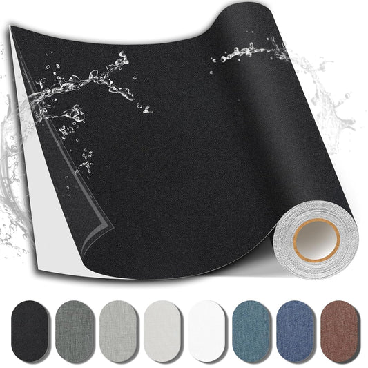 Fabric Repair Patch, Fabric Large Repair Tape, Self-Adhesive Patches for Furniture, Sofa, Car Interior, Shoes, Hand Bag, Clothing (Black, 3.5X79 Inch)