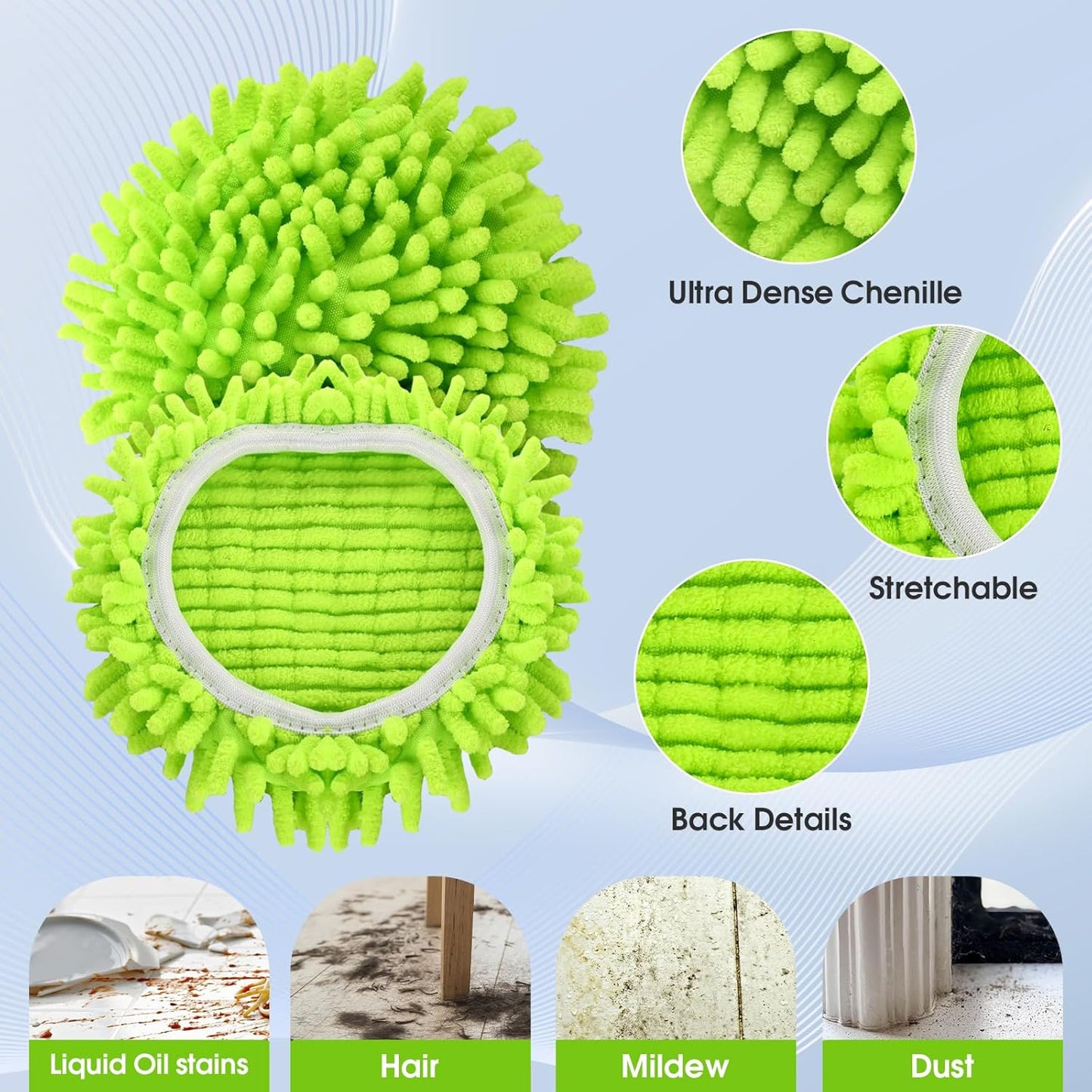 4 Pcs Micro Spin Mop Replacements Head & 2 Chennile Mop Heads & 1 Scrub Brush & 1 Base Combo for Oceda EasyWring 1-Tank System,Mop Head Replacement,Machine Washable for Home,Bathroom,Kitchen