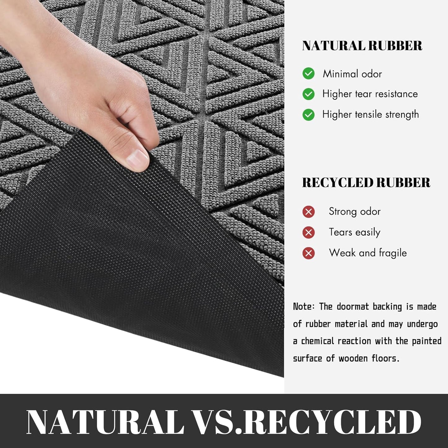 Yimobra Outdoor Mats for Front Door 29.5x17, All-Weather Waterproof Non-Slip Outdoor Door Mat Outside Eentrance, Garage/Patio Entryway Indoor Doormat, Easy Clean, Grey