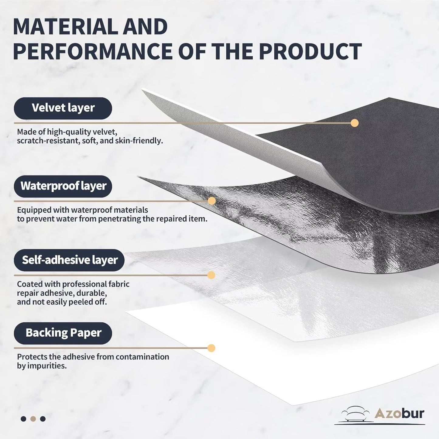 Azobur Velvet Repair Patch,Self-Adhesive Rectangular Flannel Fabric Patch,Multicolor Available Anti Scratch Velvet 8X11 Inch Peel and Stick for Sofas, Automotive Interior, Handbags,and Pillow (Gray)