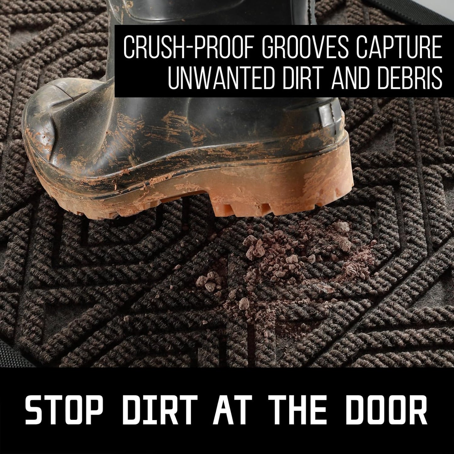 Yimobra Door Mat, Outdoor Indoor Entrance Welcome Mat, Heavy Entry Front Door Mat, Stain & Fade Resistant, Low Profile, Sturdy Rubber, Easy Clean Patio Floor Mat, Waterproof, 36 x 24, Brown