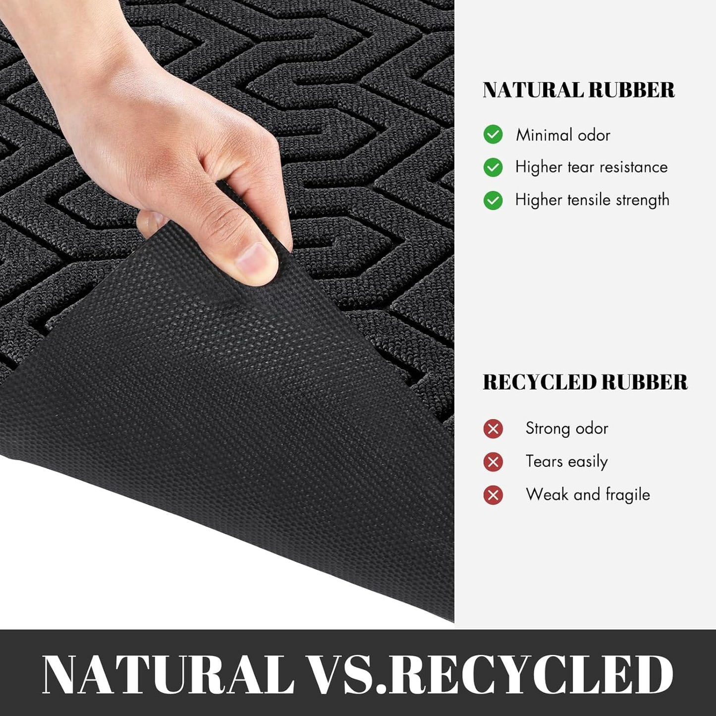 Yimobra 72x24 Indoor Outdoor Runner Rug, Heavy-Duty Waterproof Entrance Mat for High Traffic Areas, Commercial Grade Welcome Door Mat, Easy Clean, Black