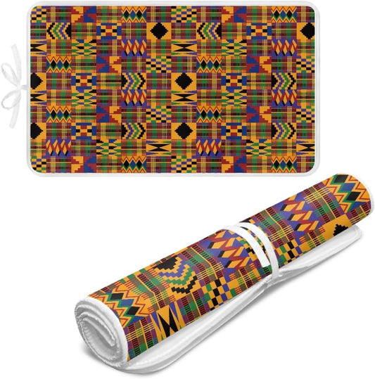 Ironing Mat Pad for Table Portable Travel Iron Blanket African Print Ironing Board Covers Tribal Pressing Mat Heat Press Pads 32x16 Inches,Yellow