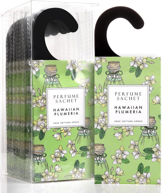 ROSE COTTAGE Large 12 Packs Hawaiian Plumeria Hanging Closet Air Freshener Scented Sachets Long Lasting Smell Goods