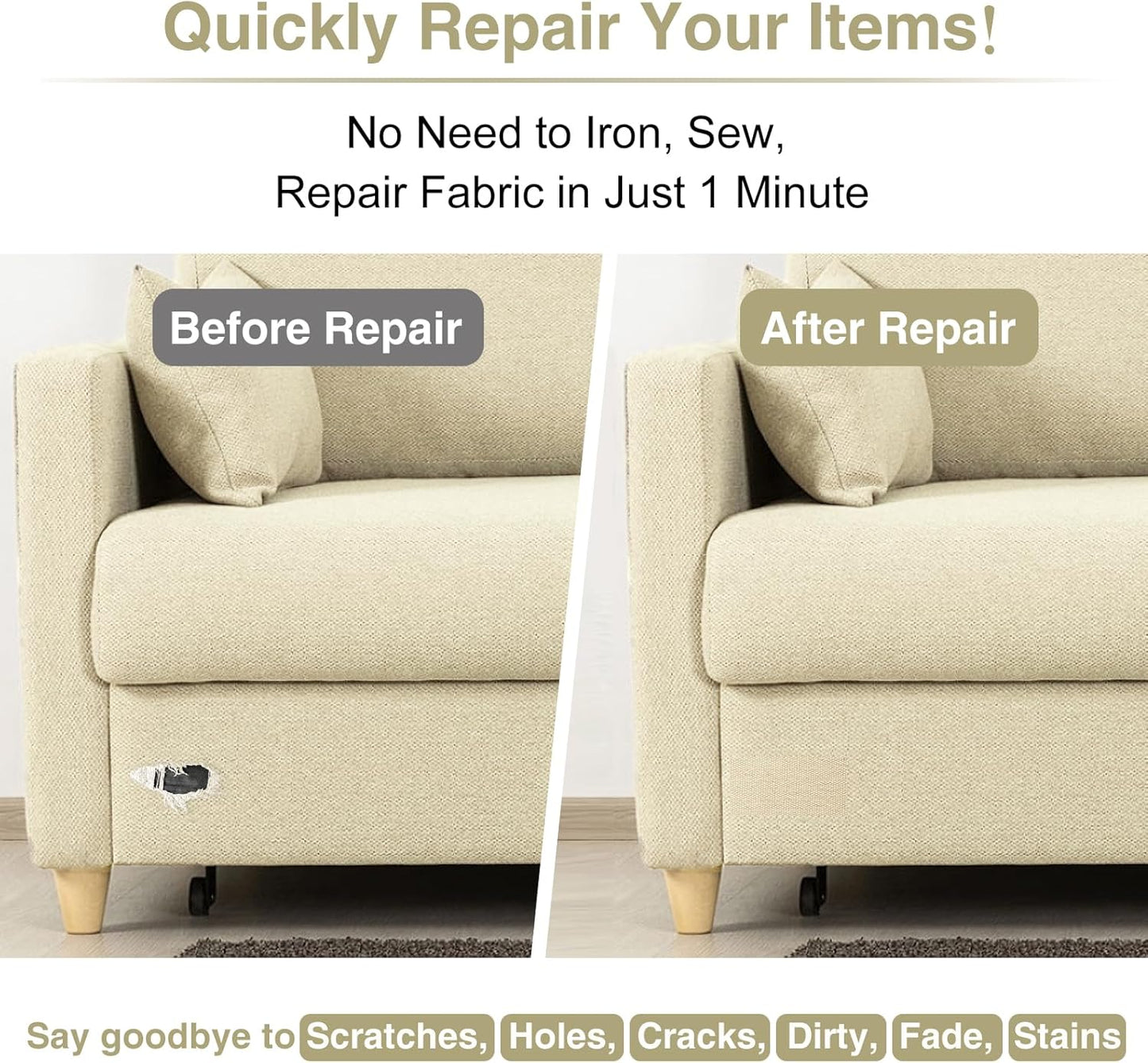 Canvas Repair Tape 4×70 Inch Waterproof Self-Adhesive Fabric Repair Patch for Repairing Boat Covers,Tents,Patio Umbrellas,Car Seats,Luggage,Sofas.(White)