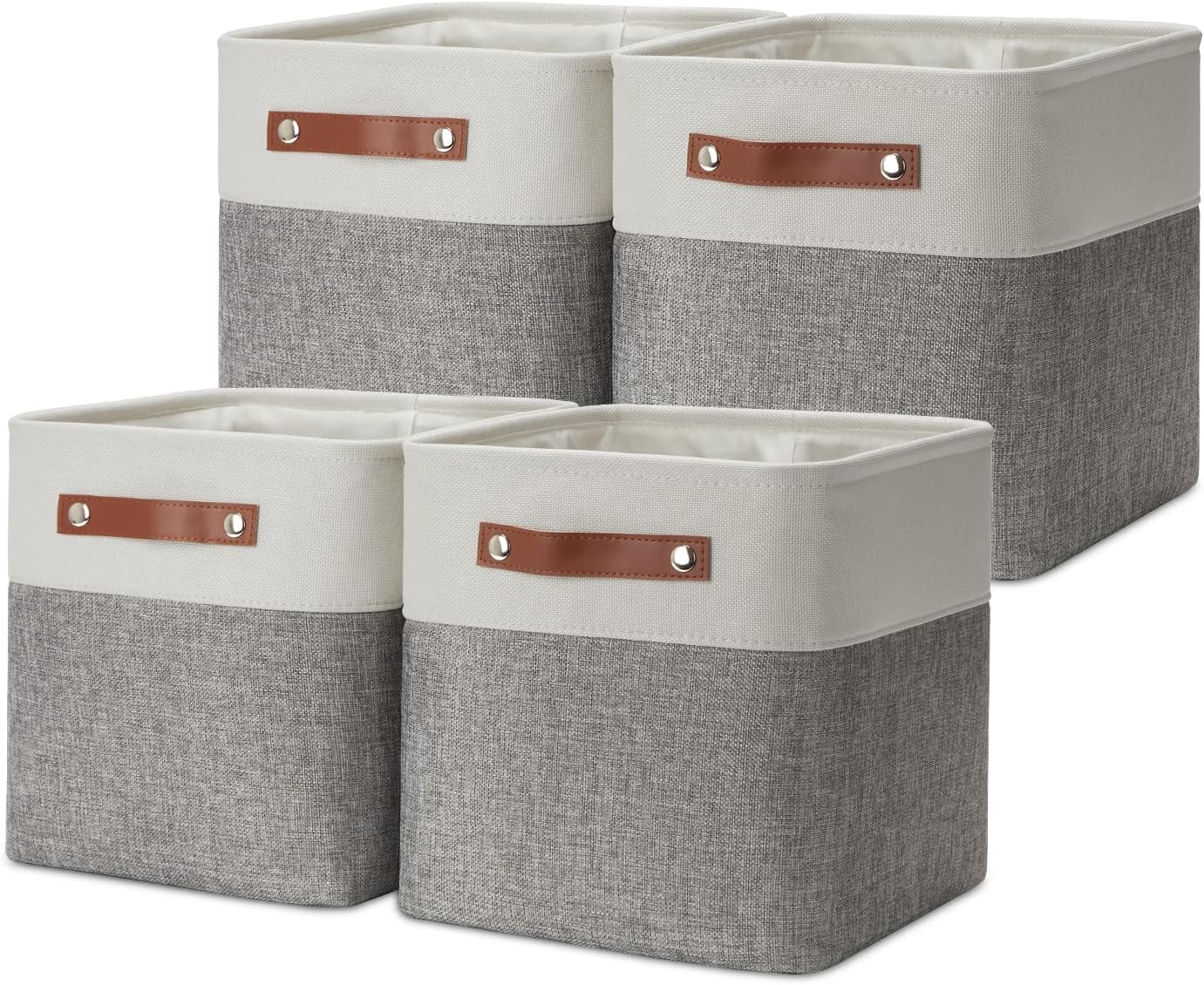 DULLEMELO 11 Inch Cube Storage Bins Fabric Storage Cubes 4 Pack Foldable Cube Storage Baskets for Cube Organizer, Cube Storage Organizer Bins for Home Office Organizer Closet, Shelves, Toy, Nursery