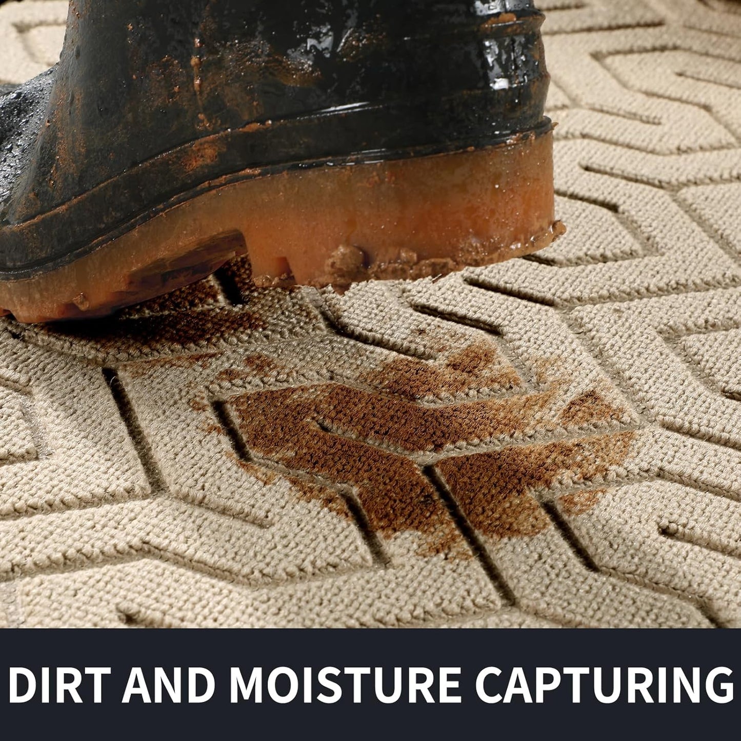 Yimobra Front Door Mat Outside Entrance 29.5x17, Waterproof Heavy Duty Outdoor Mats for Front Door, Non Slip Rubber Entry Mat for Garage Patio, Light Beige