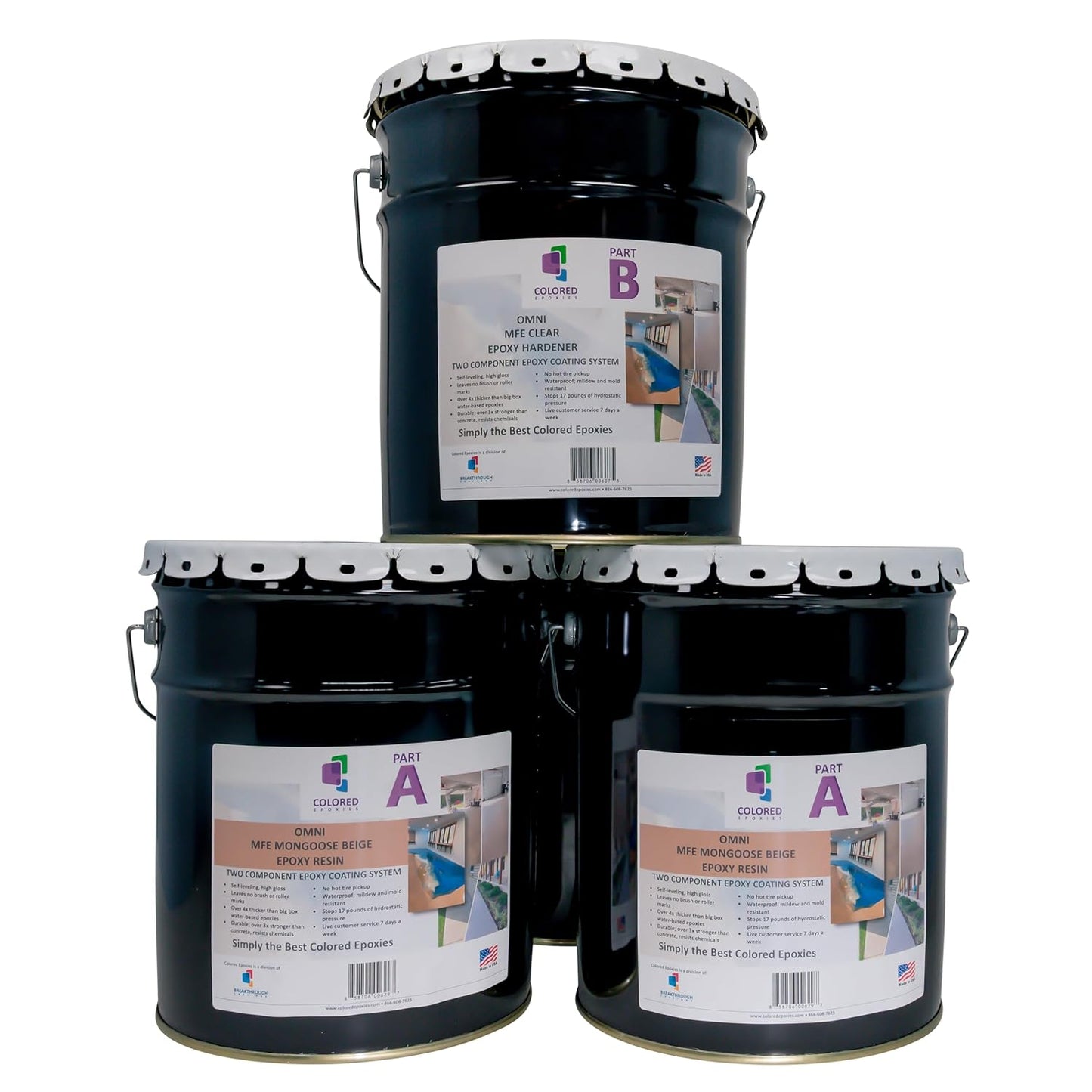 Colored Epoxies Mongoose Beige Epoxy Resin Coating Made with Beautiful and Vibrant Pigments, 100% Solids, for Garage Floors, Basements, Concrete and Plywood. 15 Gallon